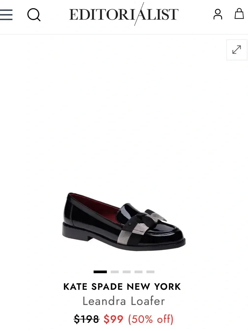 kate spade Leandra Black Patent Leather Loafers w/ Gray & Black Bow RETAIL $198